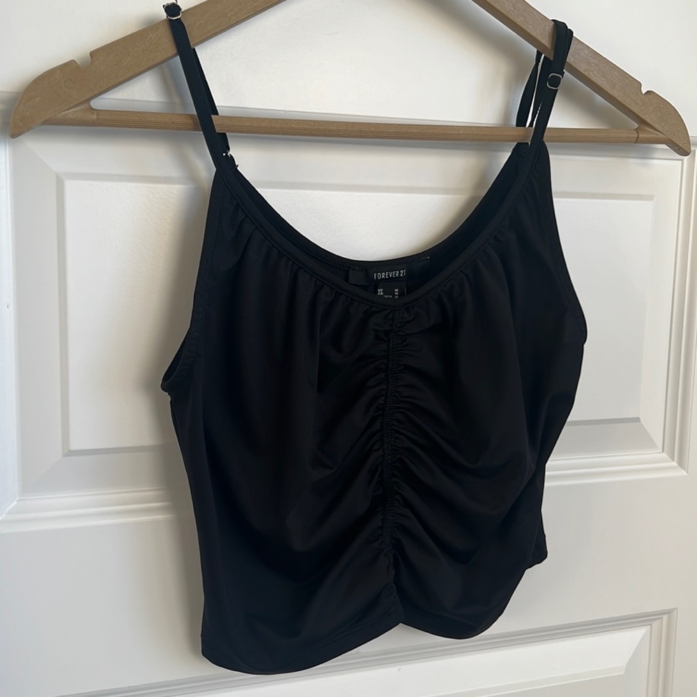Black Forever 21 tank top, ruffled middle, medium
